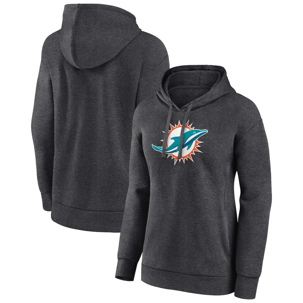 Miami Dolphins Women's Primary Logo Pullover Hoodie Charcoal | NFL