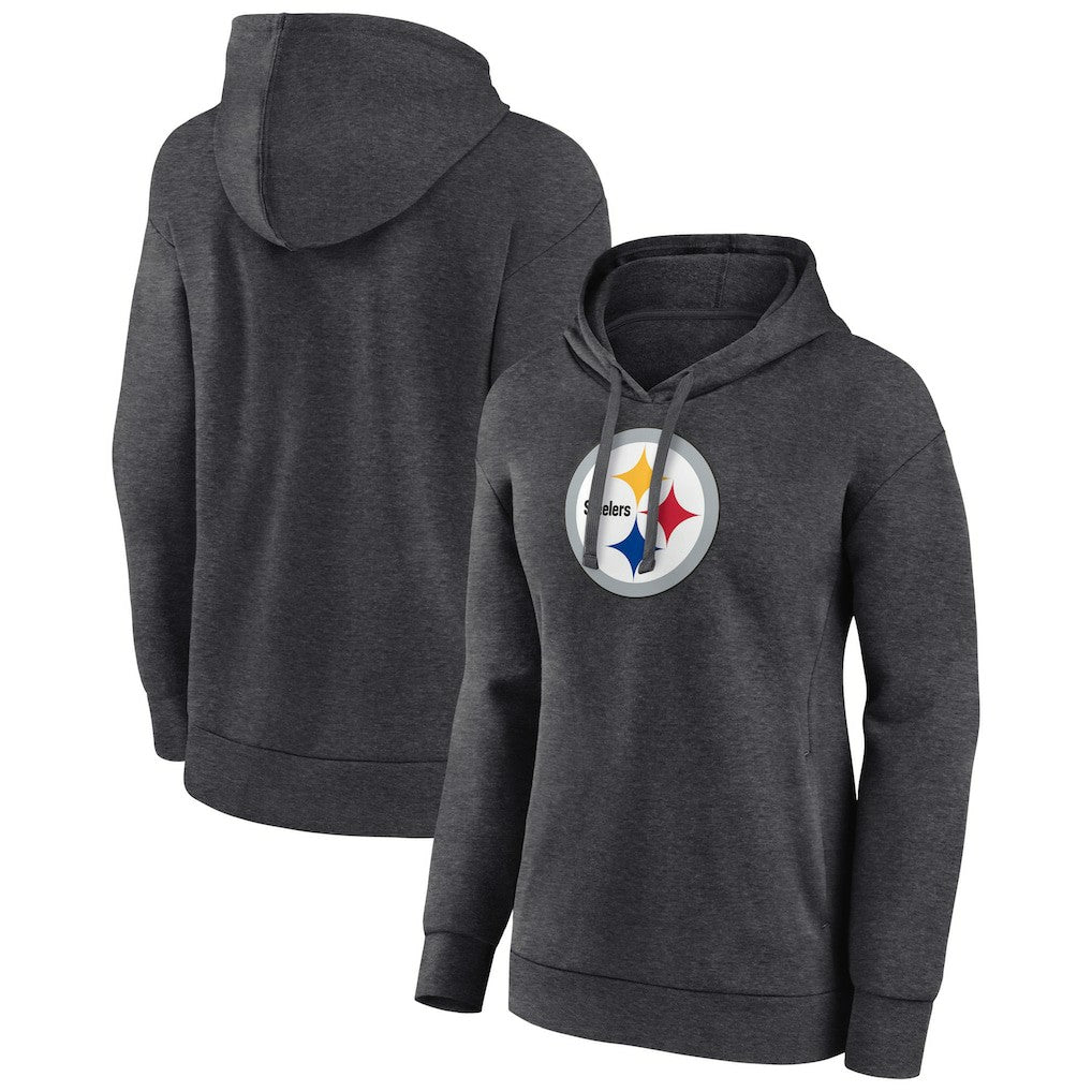 Pittsburgh Steelers Women's Primary Logo Pullover Hoodie Charcoal | NFL