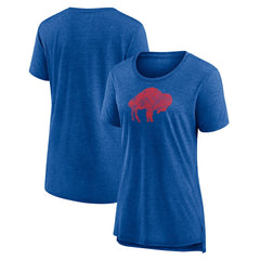 Buffalo Bills Women's Throwback Team Logo Tri-Blend T-Shirt Heather Royal | NFL