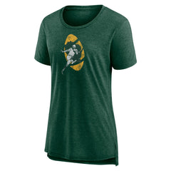 Green Bay Packers Women's Throwback Team Logo Tri-Blend T-Shirt Heather Green | NFL