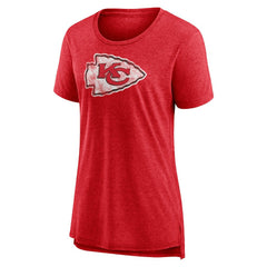 Kansas City Chiefs Women's Throwback Team Logo Tri-Blend T-Shirt Heather Red | NFL