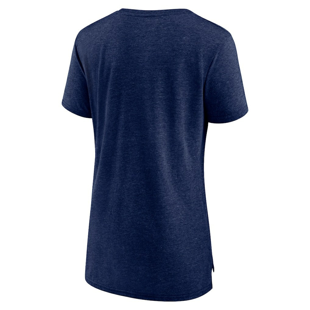 New York Giants Women's Throwback Team Logo Tri-Blend T-Shirt Heather Navy | NFL