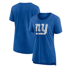 New York Giants Women's Throwback Team Logo Tri-Blend T-Shirt Heather Royal | NFL