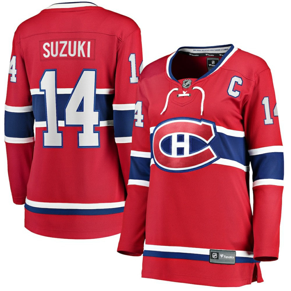 Nick Suzuki Montreal Canadiens Fanatics Women's Home Captain Patch Breakaway Player Jersey - Red - NHL