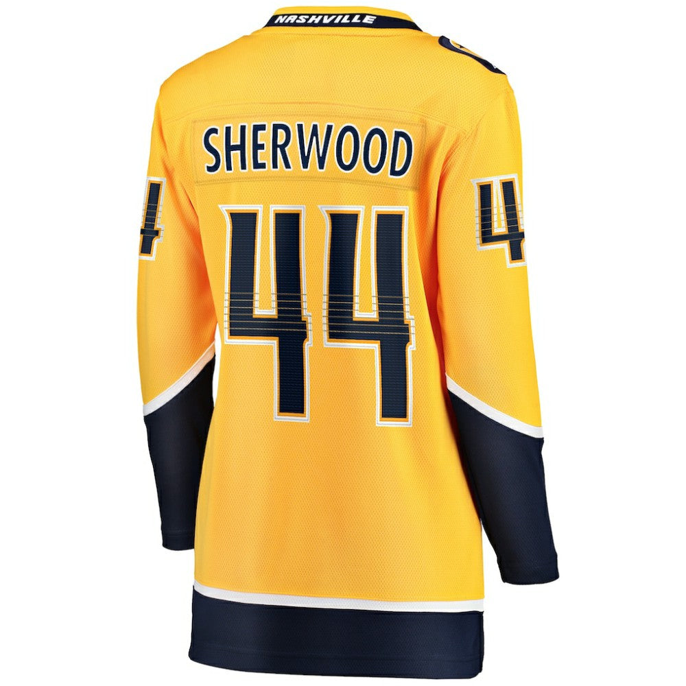 Kiefer Sherwood Nashville Predators Fanatics Women's Home Breakaway Player Jersey - Gold - NHL