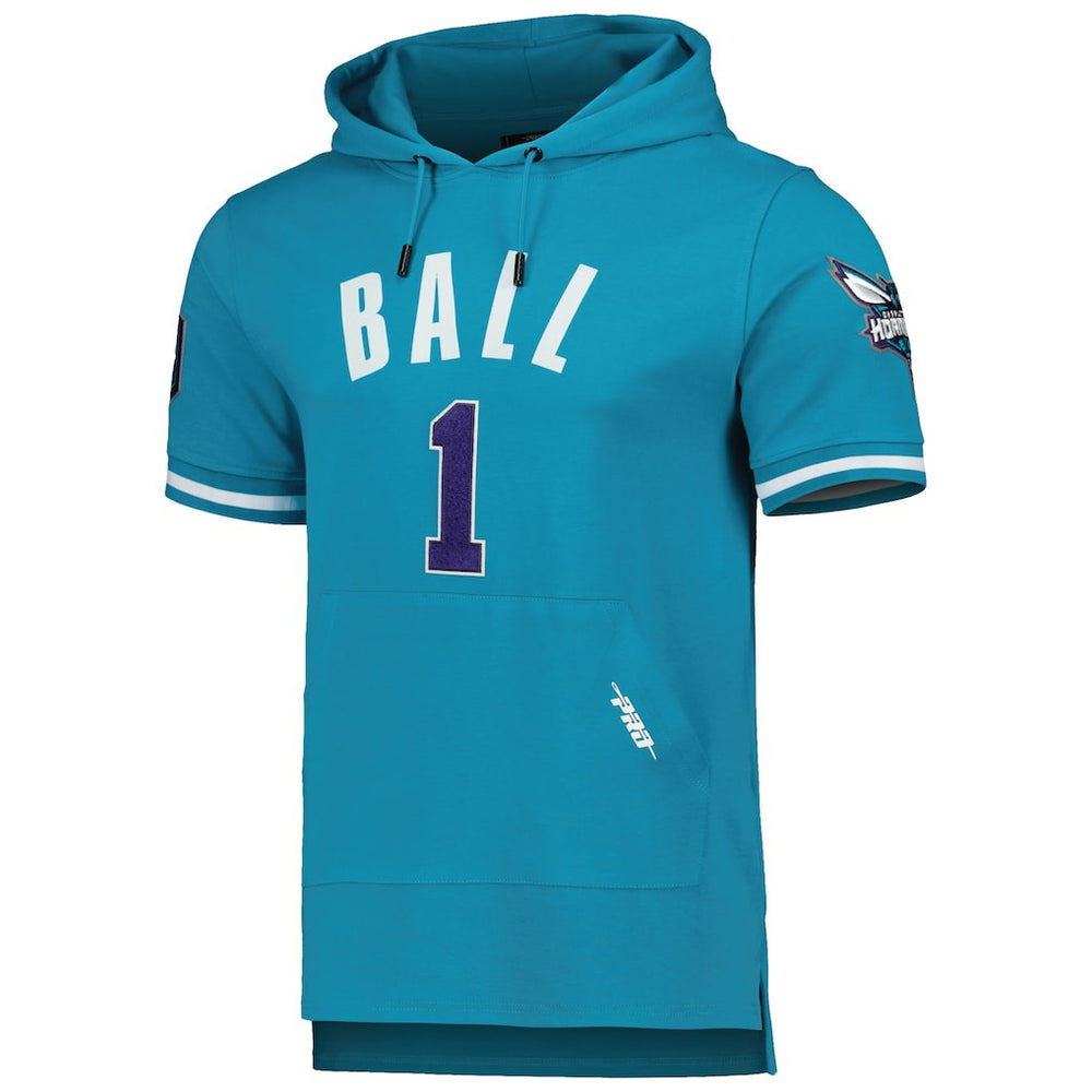 LaMelo Ball Charlotte Hornets Pro Standard Name & Number Short Sleeve Pullover Hoodie Teal - NBA