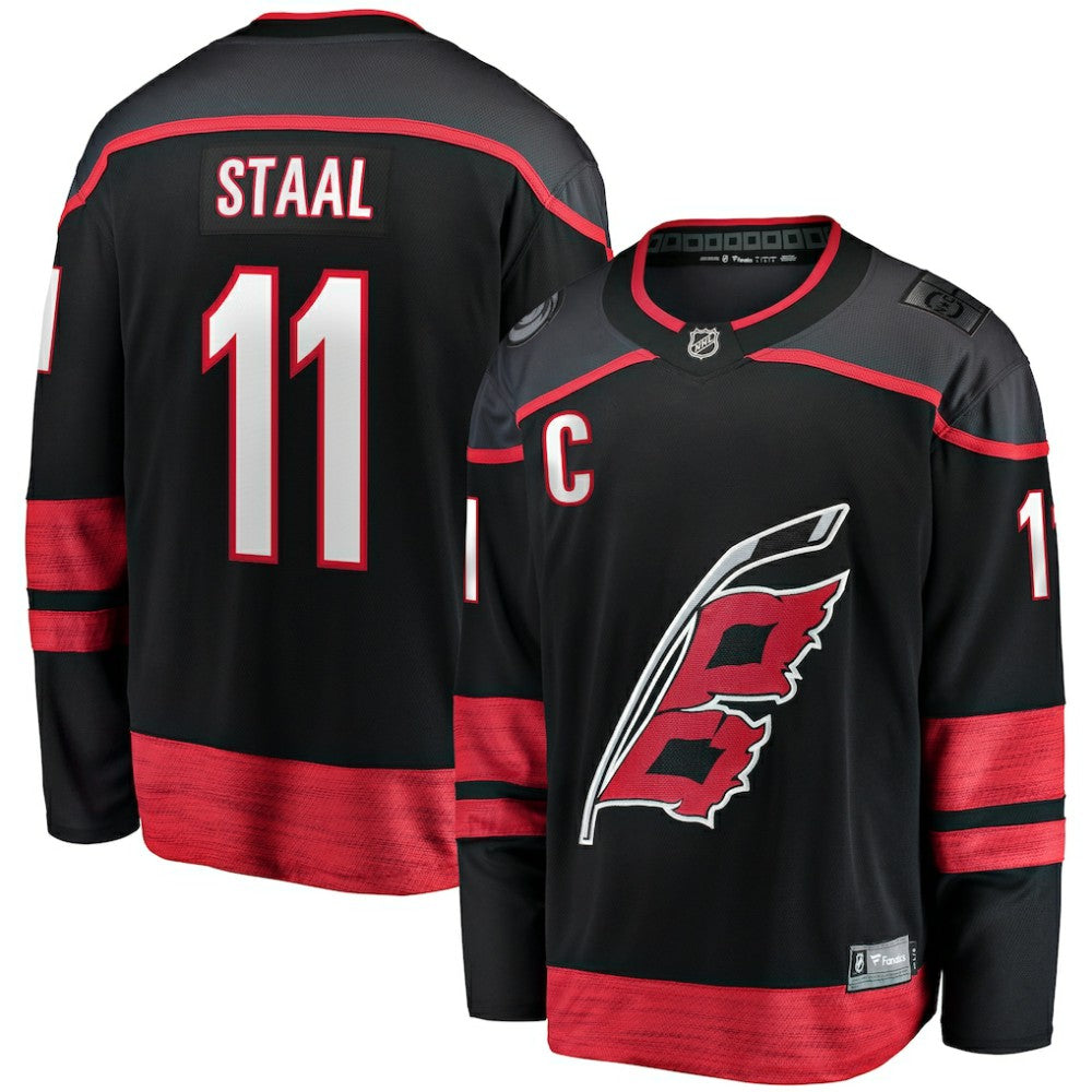 Jordan Staal Carolina Hurricanes Fanatics Home Captain Patch Breakaway Player Jersey - Black - NHL