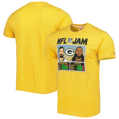 Aaron Rodgers & Aaron Jones Green Bay Packers Homage Unisex NFL Jam Tri-Blend T-Shirt Heather Gold | NFL