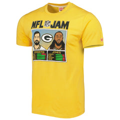 Aaron Rodgers & Aaron Jones Green Bay Packers Homage Unisex NFL Jam Tri-Blend T-Shirt Heather Gold | NFL