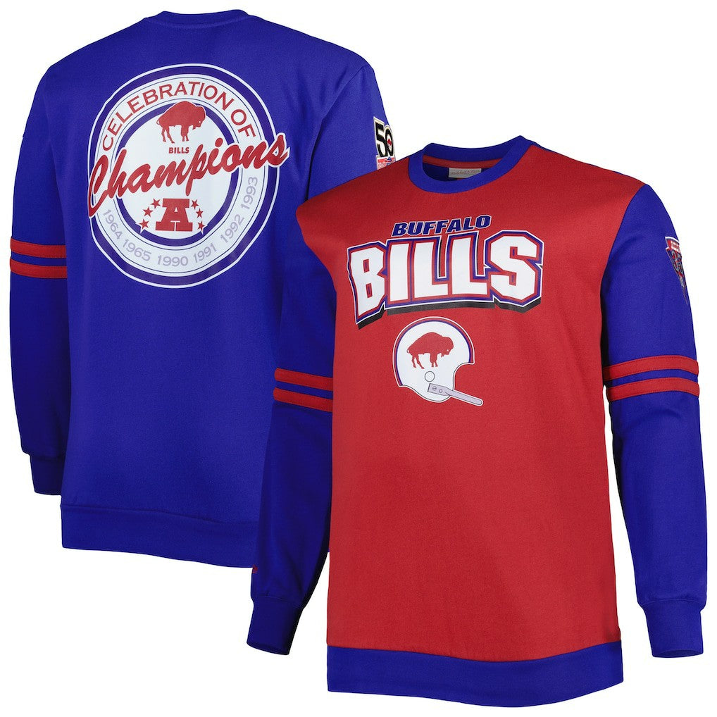 Buffalo Bills Big & Tall Celebration of Champions Pullover Sweatshirt Red/Royal | Mitchell & Ness