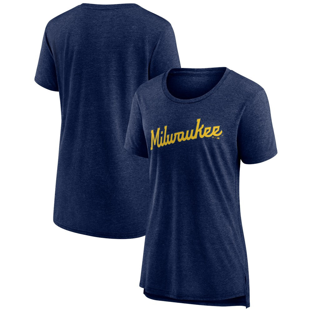 Milwaukee Brewers Women's Official Wordmark Tri-Blend T-Shirt - MLB