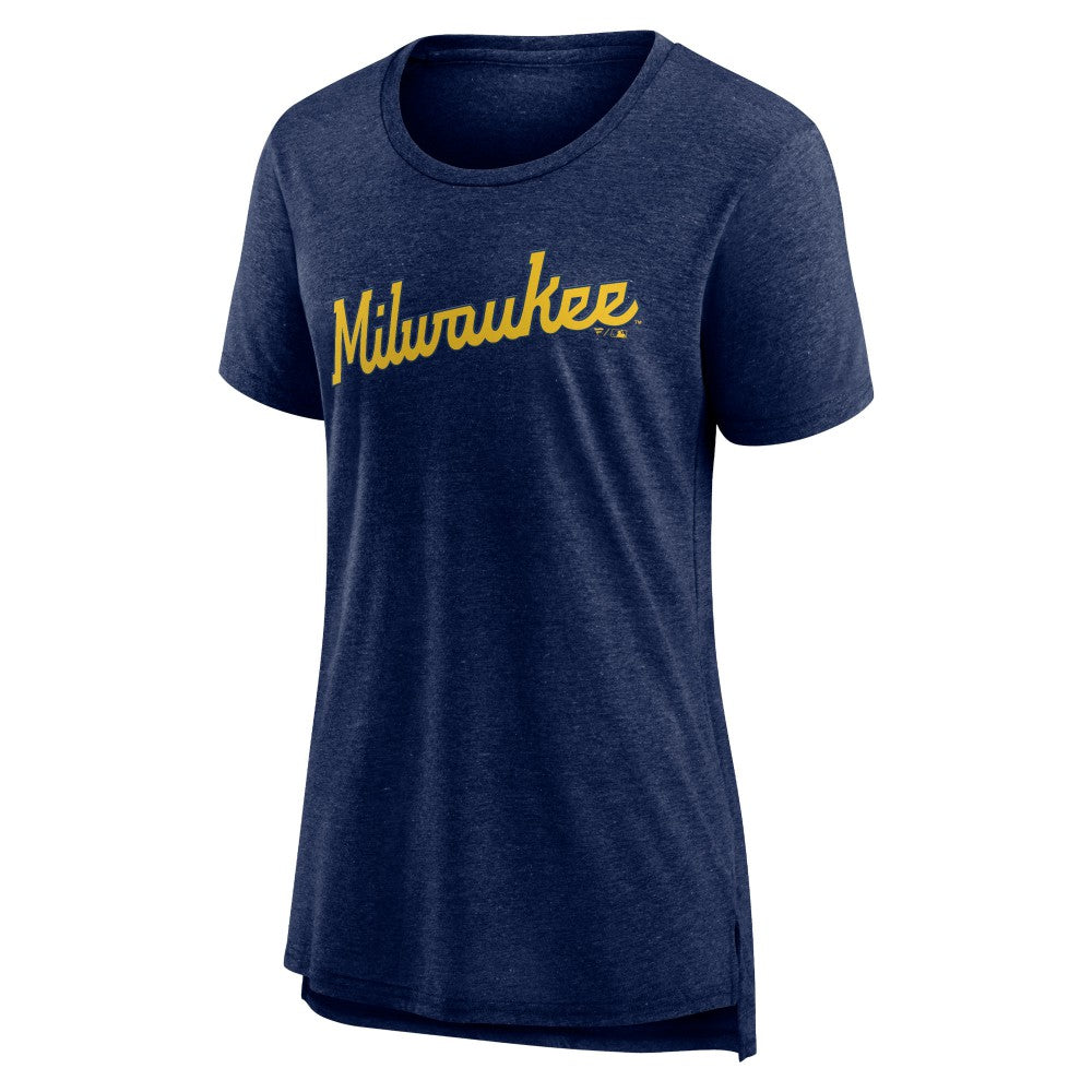 Milwaukee Brewers Women's Official Wordmark Tri-Blend T-Shirt - MLB