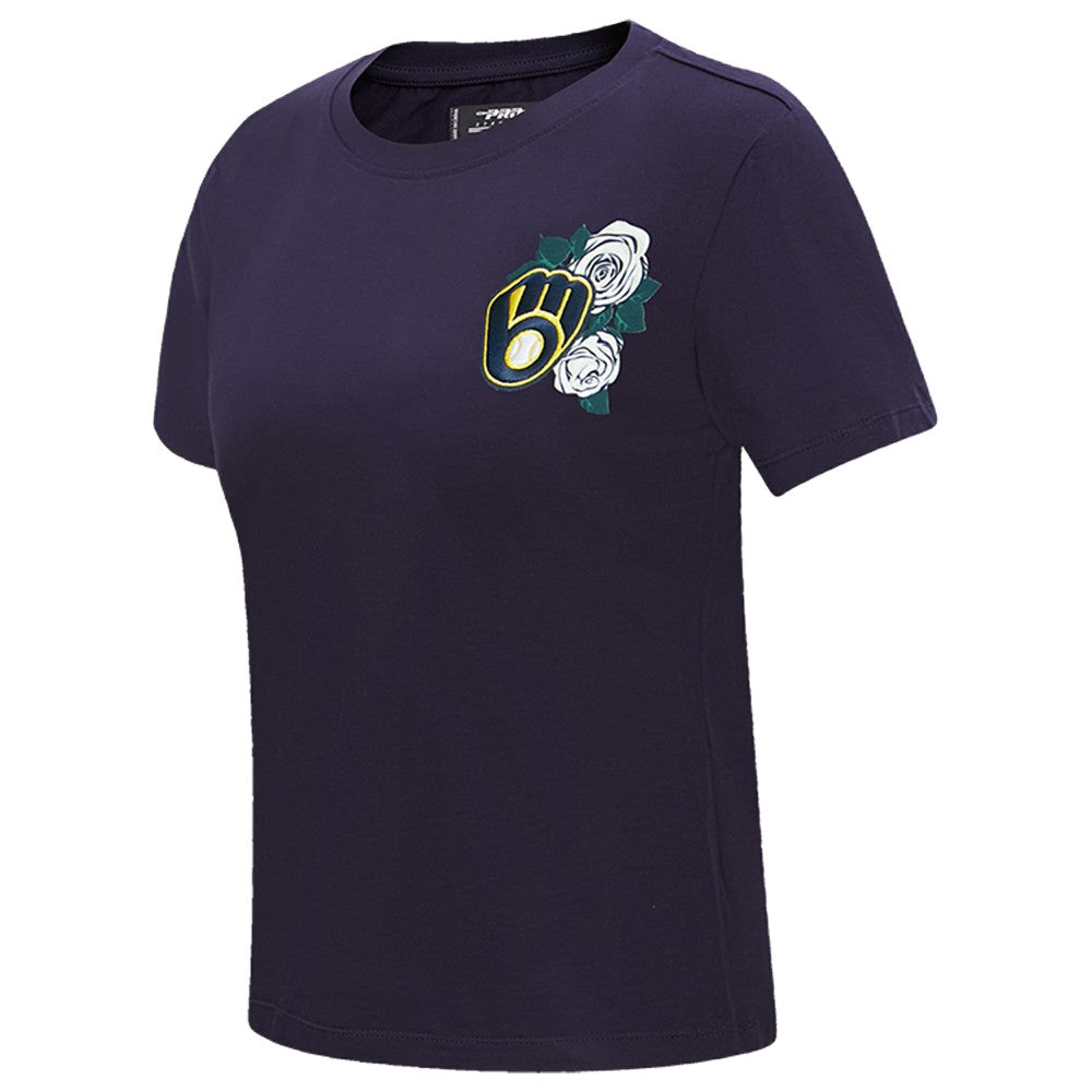 Milwaukee Brewers Pro Standard Women's Roses Fitted T-Shirt - MLB