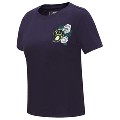 Milwaukee Brewers Pro Standard Women's Roses Fitted T-Shirt - MLB