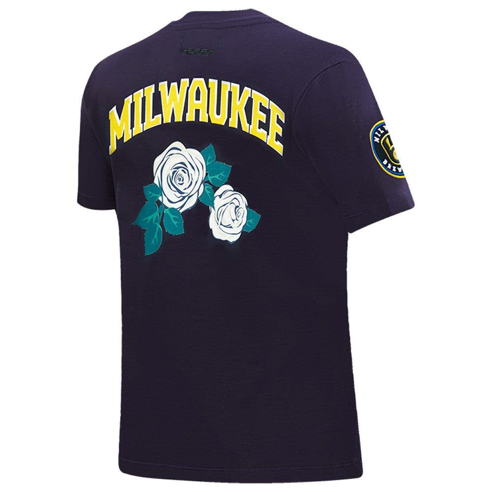 Milwaukee Brewers Pro Standard Women's Roses Fitted T-Shirt - MLB