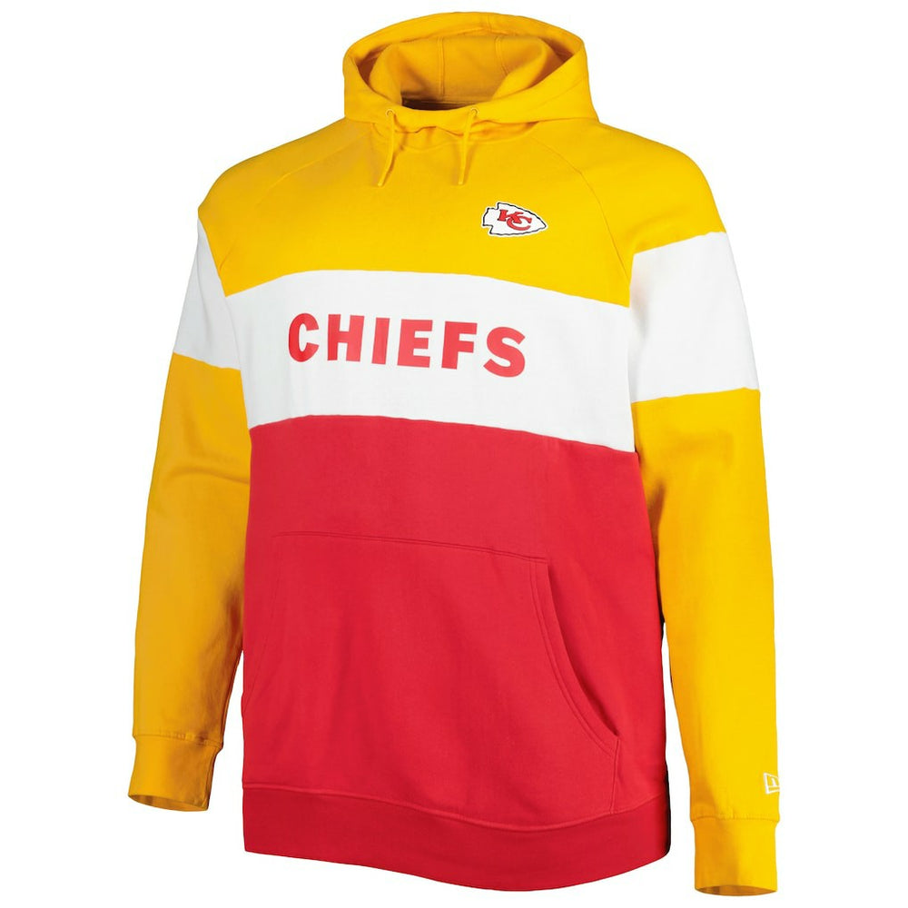 Kansas City Chiefs New Era Big & Tall Current Colorblock Raglan Fleece Pullover Hoodie Red/Gold | NFL