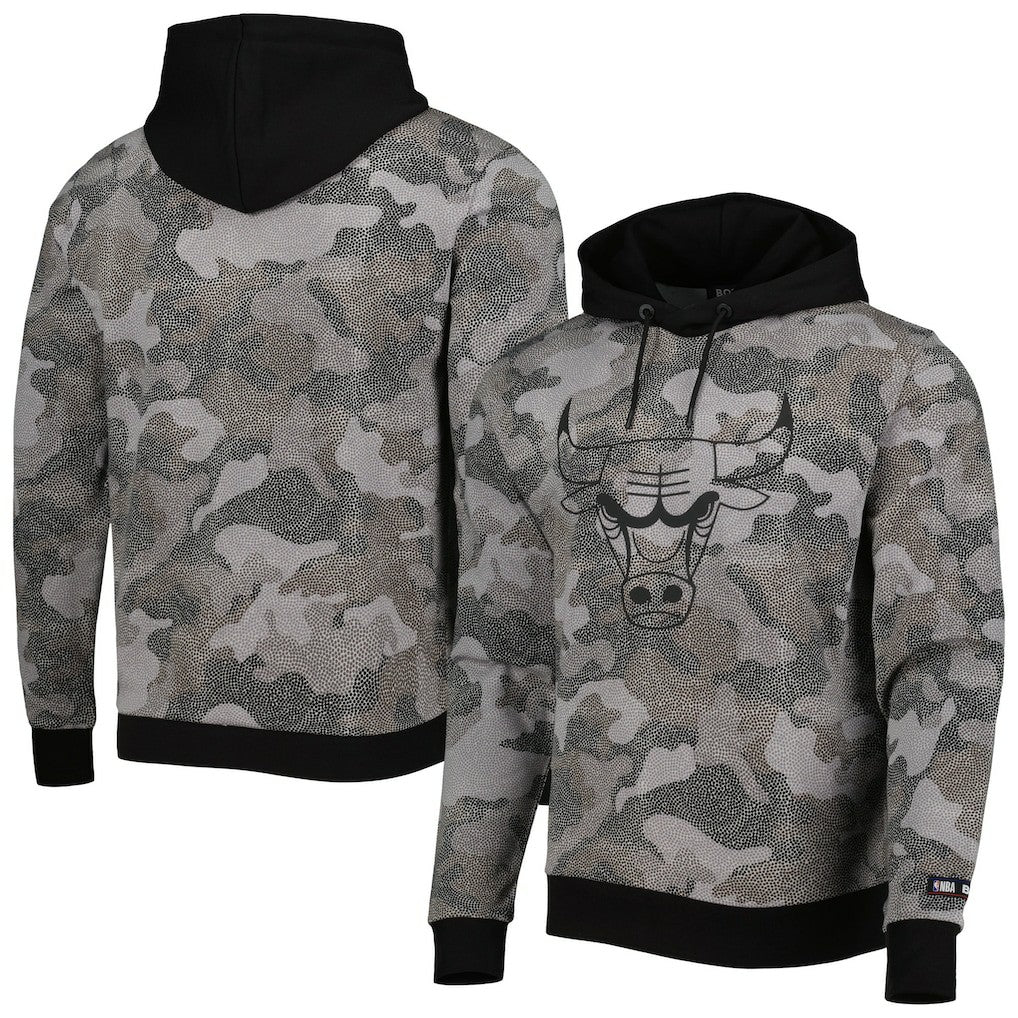 Chicago Bulls Hugo Boss Camo Pullover Hoodie Black - NBA