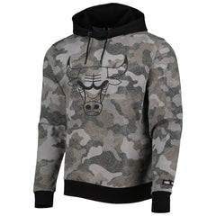 Chicago Bulls Hugo Boss Camo Pullover Hoodie Black - NBA