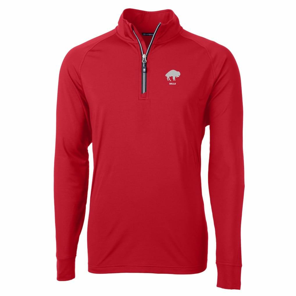 Buffalo Bills Cutter & Buck Adapt Eco Knit Stretch Recycled Big & Tall Quarter-Zip Throwback Pullover Top Red | NFL