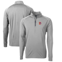 Denver Broncos Cutter & Buck Adapt Eco Knit Stretch Recycled Big & Tall Quarter-Zip Throwback Pullover Top Gray | NFL