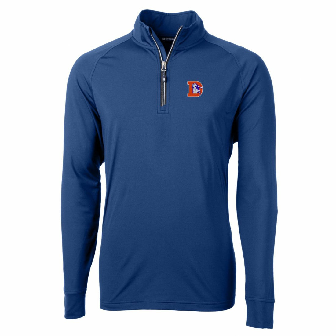 Denver Broncos Cutter & Buck Adapt Eco Knit Stretch Recycled Big & Tall Quarter-Zip Throwback Pullover Top Royal | NFL