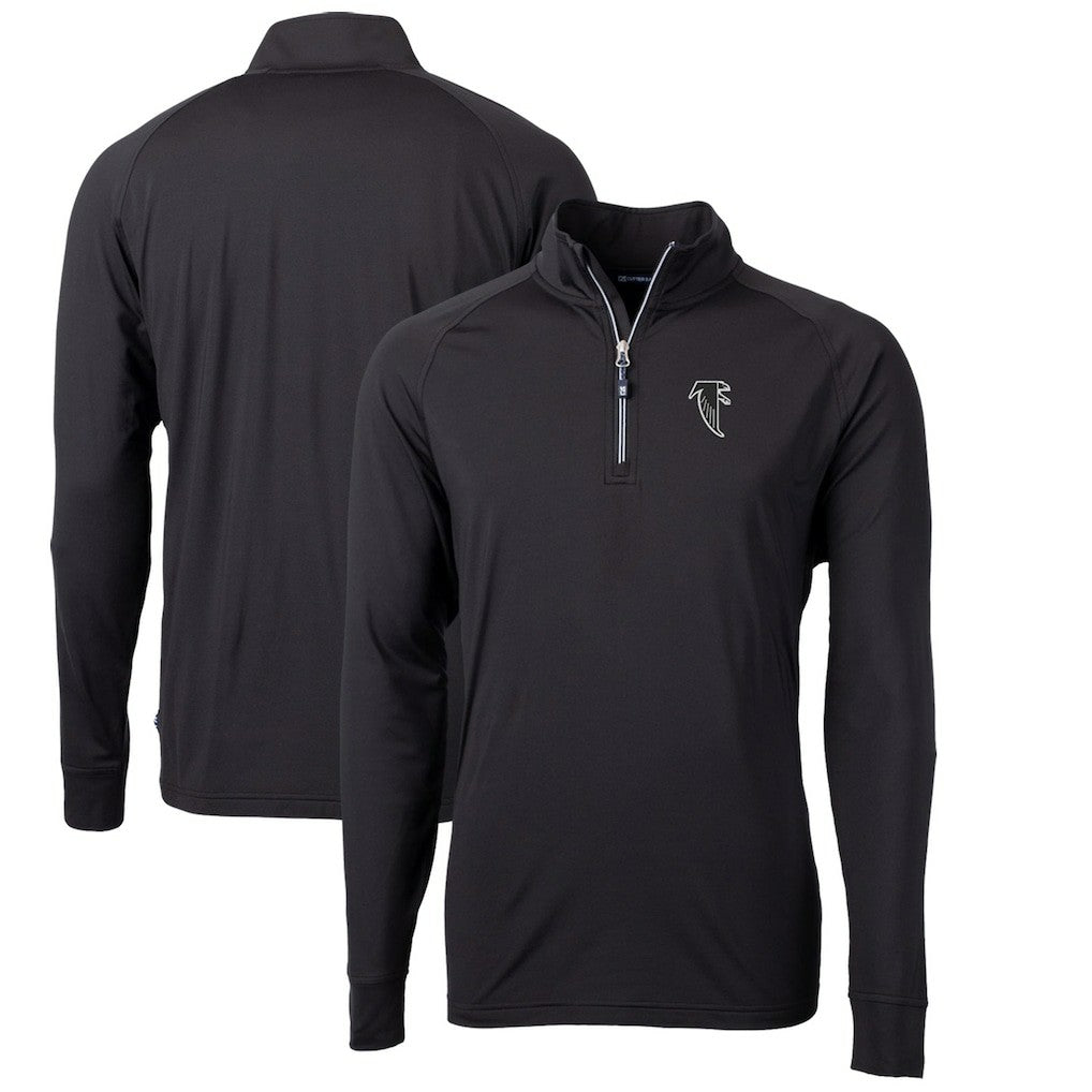 Atlanta Falcons Cutter & Buck Adapt Eco Knit Stretch Recycled Big & Tall Quarter-Zip Throwback Pullover Top Black | NFL