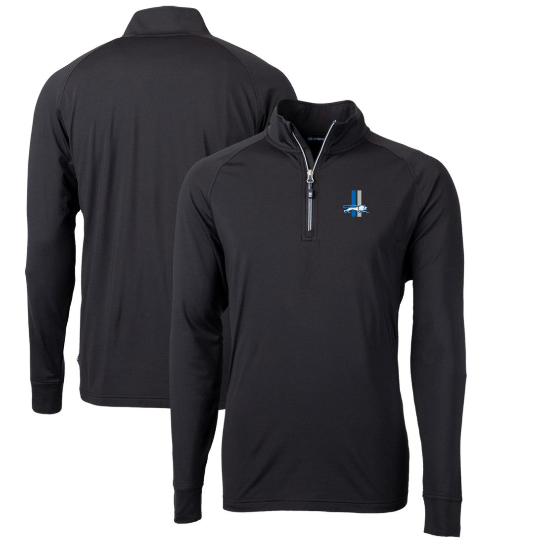 Detroit Lions Cutter & Buck Adapt Eco Knit Stretch Recycled Big & Tall Quarter-Zip Throwback Pullover Top Black | NFL