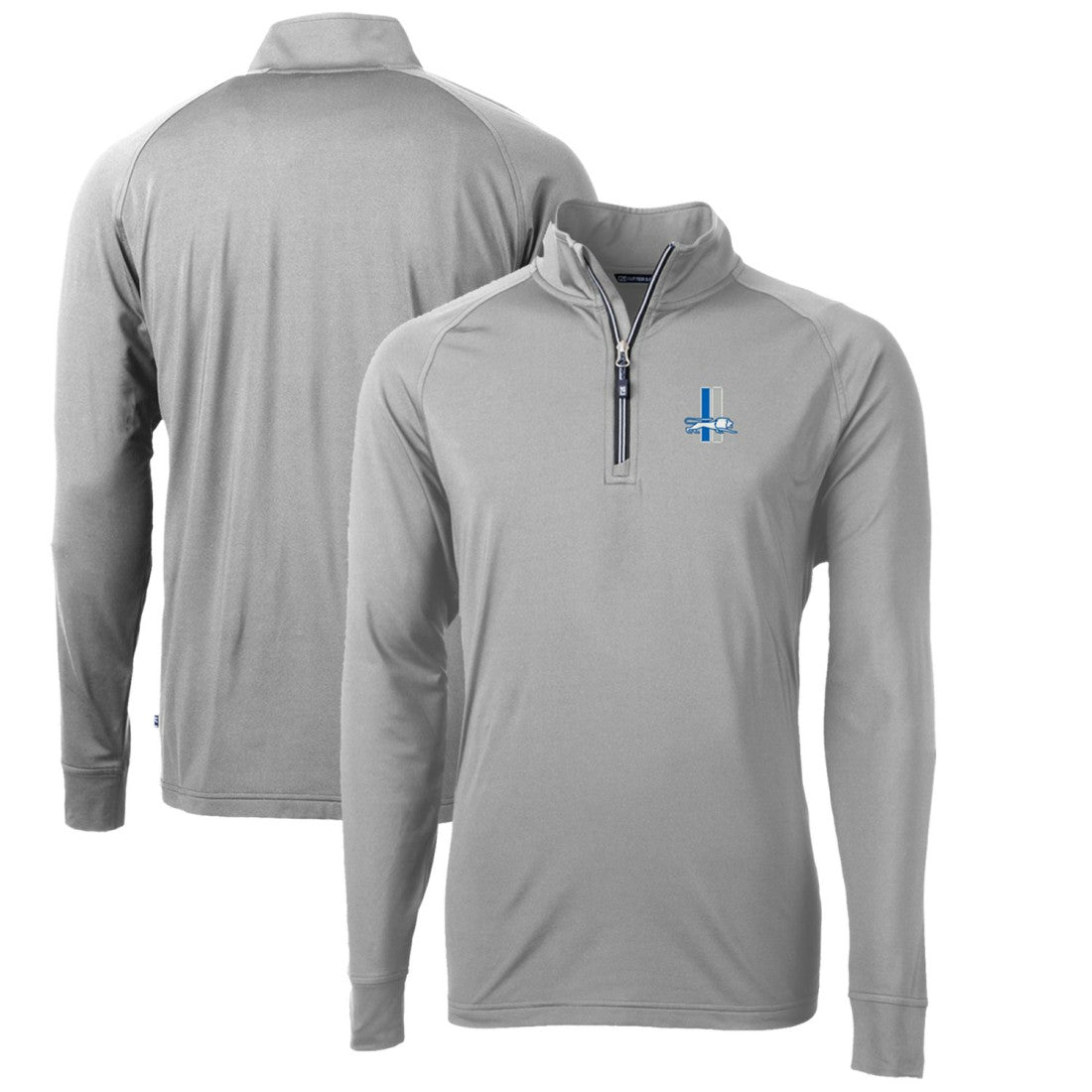 Detroit Lions Cutter & Buck Adapt Eco Knit Stretch Recycled Big & Tall Quarter-Zip Throwback Pullover Top Gray | NFL