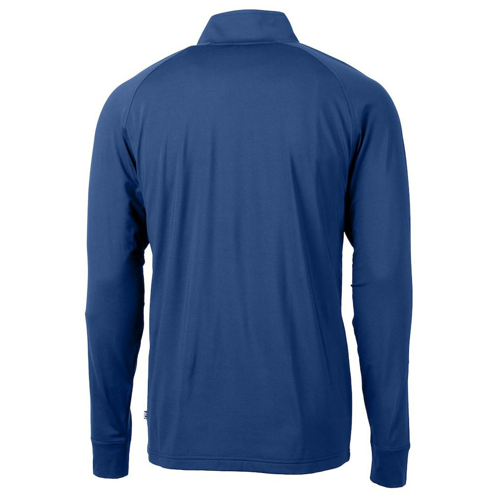 New England Patriots Cutter & Buck Adapt Eco Knit Stretch Recycled Big & Tall Quarter-Zip Throwback Pullover Top Royal | NFL