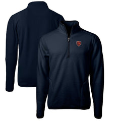 Chicago Bears Cutter & Buck Cascade Eco Sherpa Fleece Big & Tall Quarter-Zip Throwback Jacket Navy | NFL