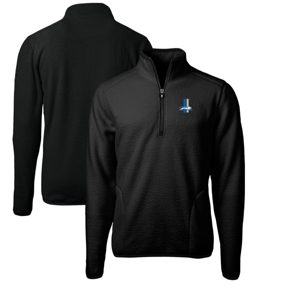 Detroit Lions Cutter & Buck Cascade Eco Sherpa Fleece Big & Tall Quarter-Zip Throwback Jacket Black | NFL