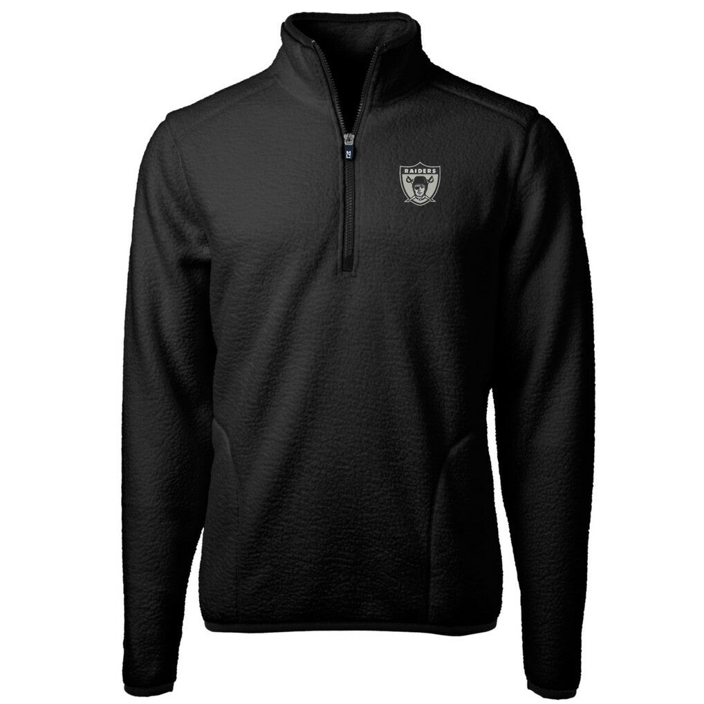 Las Vegas Raiders Cutter & Buck Cascade Eco Sherpa Fleece Big & Tall Quarter-Zip Throwback Jacket Black | NFL