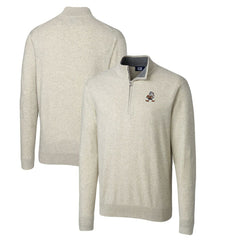 Cleveland Browns Cutter & Buck Throwback Logo Lakemont Tri-Blend Big & Tall Quarter-Zip Pullover Sweater Oatmeal | NFL