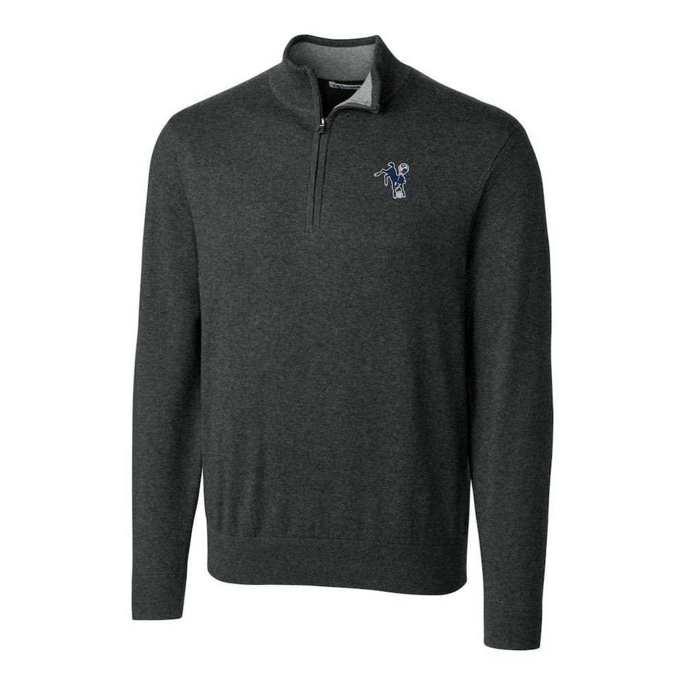 Indianapolis Colts Cutter & Buck Throwback Logo Lakemont Tri-Blend Big & Tall Quarter-Zip Pullover Sweater Heather Charcoal | NFL