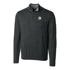 Miami Dolphins Cutter & Buck Throwback Logo Lakemont Tri-Blend Big & Tall Quarter-Zip Pullover Sweater Heather Charcoal | NFL