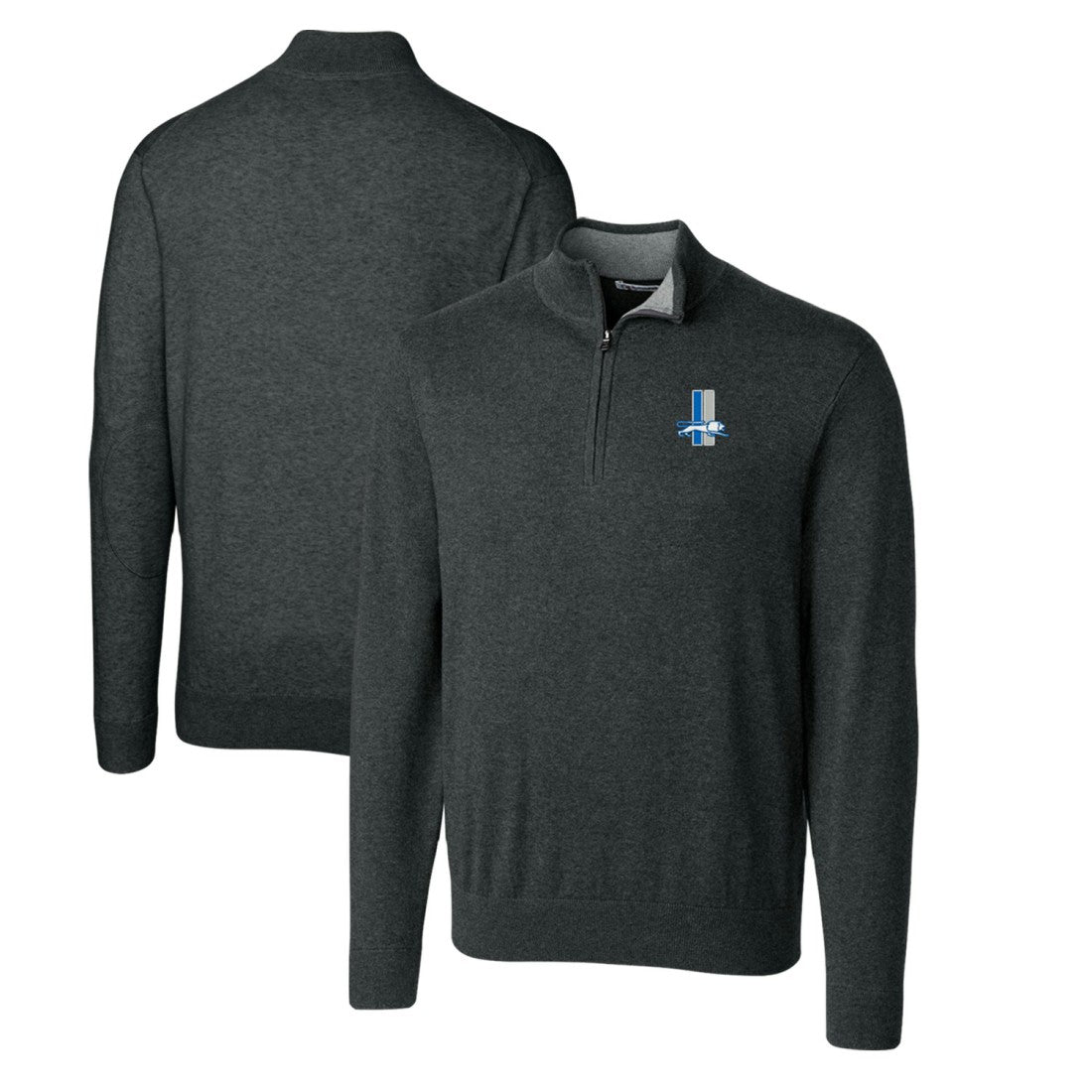 Detroit Lions Cutter & Buck Throwback Logo Lakemont Tri-Blend Big & Tall Quarter-Zip Pullover Sweater Heather Charcoal | NFL