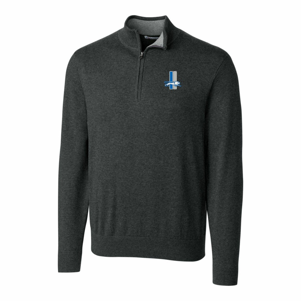 Detroit Lions Cutter & Buck Throwback Logo Lakemont Tri-Blend Big & Tall Quarter-Zip Pullover Sweater Heather Charcoal | NFL