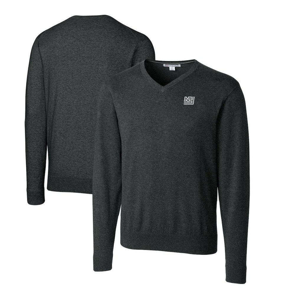 New York Giants Cutter & Buck Throwback Logo Lakemont Tri-Blend Big & Tall V-Neck Pullover Sweater Heather Charcoal | NFL