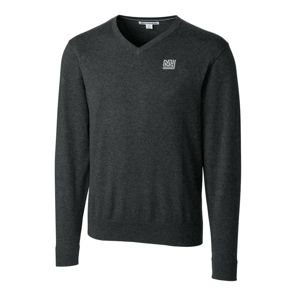 New York Giants Cutter & Buck Throwback Logo Lakemont Tri-Blend Big & Tall V-Neck Pullover Sweater Heather Charcoal | NFL