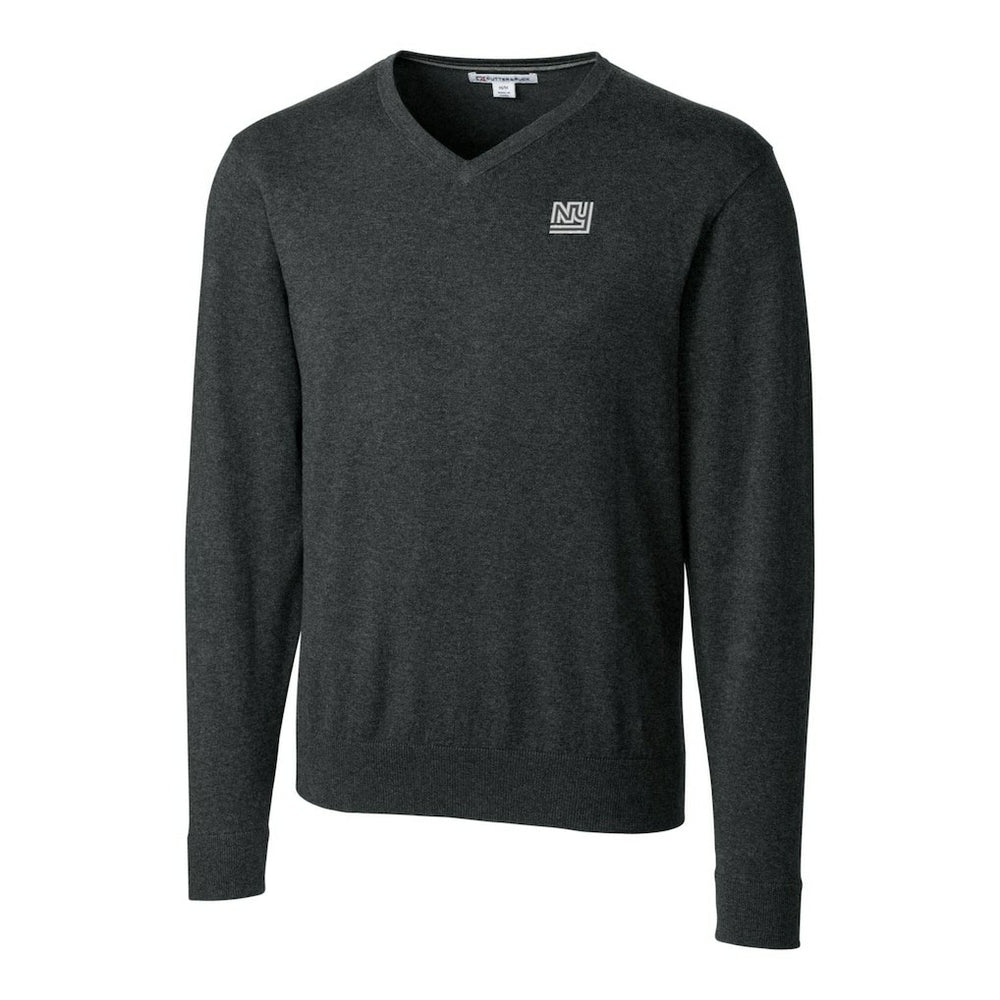 New York Giants Cutter & Buck Throwback Logo Lakemont Tri-Blend Big & Tall V-Neck Pullover Sweater Heather Charcoal | NFL
