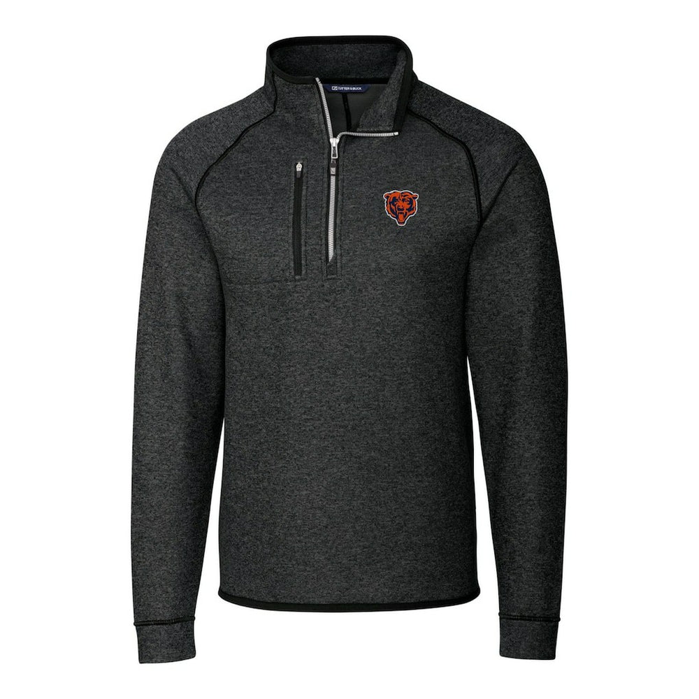 Chicago Bears Cutter & Buck Mainsail Sweater-Knit Big & Tall Half-Zip Pullover Jacket Heather Charcoal | NFL