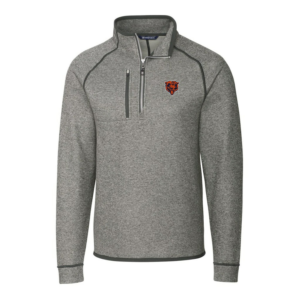 Chicago Bears Cutter & Buck Mainsail Sweater-Knit Big & Tall Half-Zip Pullover Jacket Heather Gray | NFL