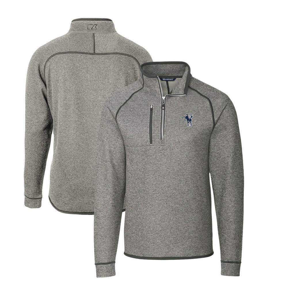 Indianapolis Colts Cutter & Buck Mainsail Sweater-Knit Big & Tall Half-Zip Pullover Jacket Heather Gray | NFL