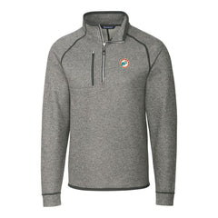 Miami Dolphins Cutter & Buck Mainsail Sweater-Knit Big & Tall Half-Zip Pullover Jacket Heather Gray | NFL