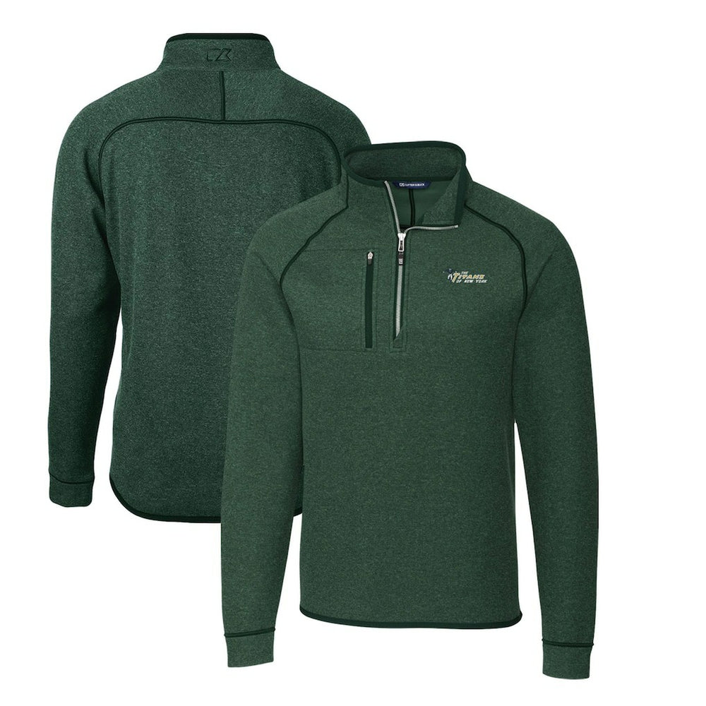 New York Jets Cutter & Buck Mainsail Sweater-Knit Big & Tall Half-Zip Pullover Jacket Heather Green | NFL