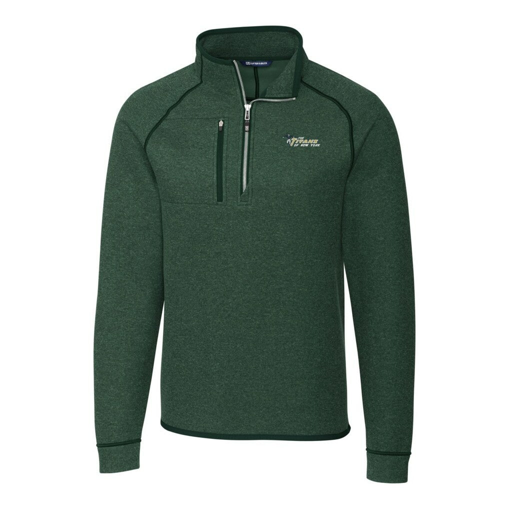 New York Jets Cutter & Buck Mainsail Sweater-Knit Big & Tall Half-Zip Pullover Jacket Heather Green | NFL