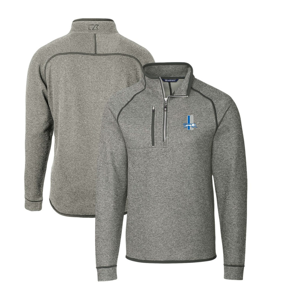 Detroit Lions Cutter & Buck Mainsail Sweater-Knit Big & Tall Half-Zip Pullover Jacket Heather Gray | NFL