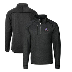 New England Patriots Cutter & Buck Mainsail Sweater-Knit Big & Tall Half-Zip Pullover Jacket Heather Charcoal | NFL