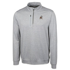 Cleveland Browns Cutter & Buck Stealth Heathered Big & Tall Throwback Logo Quarter-Zip Pullover Top Gray | NFL