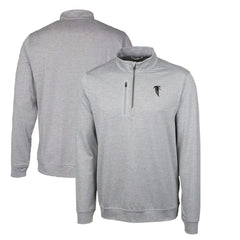 Atlanta Falcons Cutter & Buck Stealth Heathered Big & Tall Throwback Logo Quarter-Zip Pullover Top Gray | NFL
